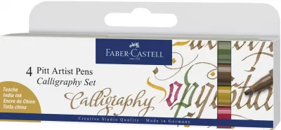 Pitt artist pen caligrafic set 4 buc color Faber-Castell-img