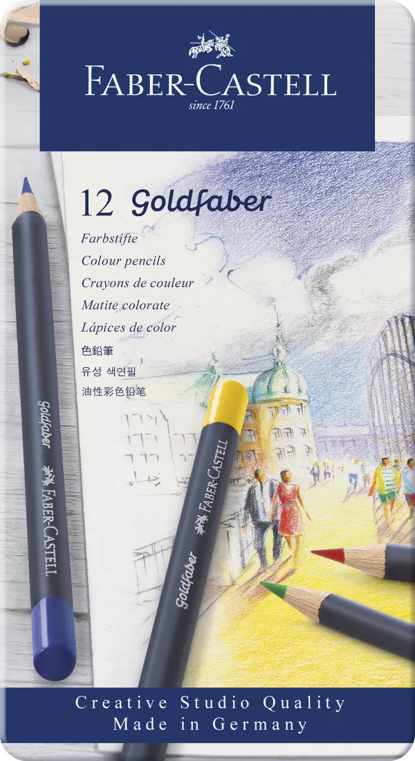 Creioane colorate 12 culori goldfaber cutie metal Faber-Castell-1-IMG-slider