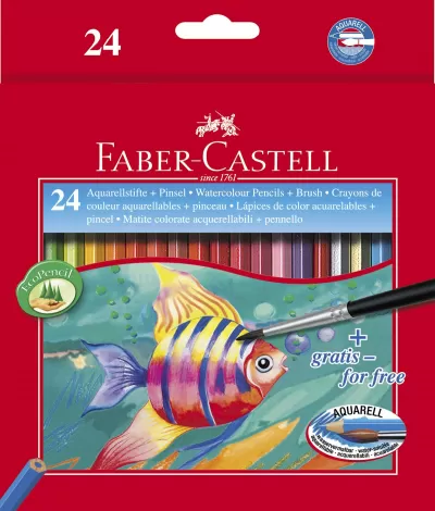 Creioane colorate acuarela 24 buc + pensula Faber-Castell-img