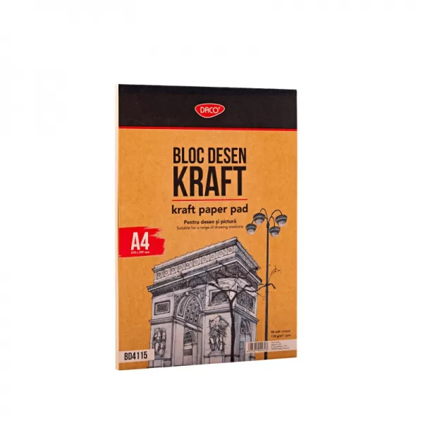 Bloc de desen A4, hartie craft, 50 file 115g/mp, Daco BD4115-1-IMG-slider