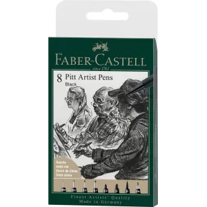 Pitt artist pen set 8 buc negru 2022 Faber-Castell-1-IMG-nav