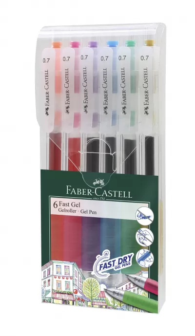 Set 6 buc pix cu gel 0.7mm fast gel Faber-Castell-img